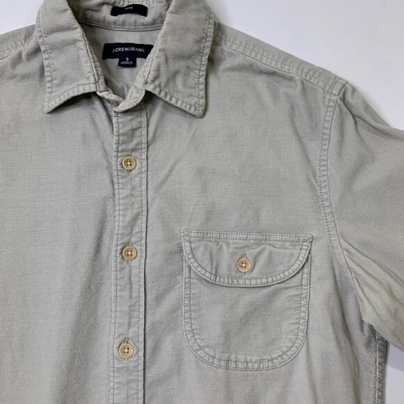 J Crew Shirt Mens S Small Slim Fit Ash Grey Corduroy Long Sleeve Stretch Cotton - Picture 3 of 10